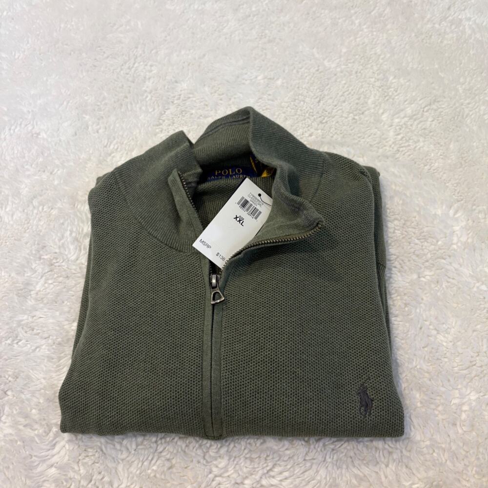 Polo Ralph Lauren Mens Green Quarter Zip Preppy Classic XXL Cotton Country Club - Picture 1 of 8